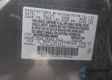 2019 Nissan Kicks S from USA, damaged, VIN 3N1CP5CU9KL496462
